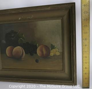 Framed Oil on Canvas of Fruit on Table.  Measures approximately 19" x 14".