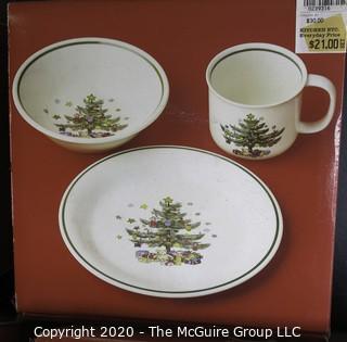 Several New Boxed Place Settings of Christmastime China.