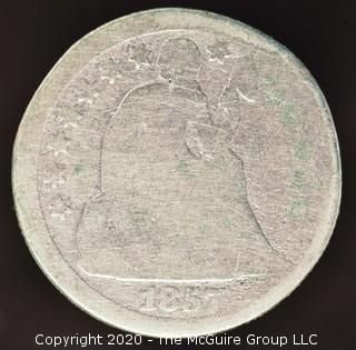 1857 Liberty Seated Dime; No Arrows