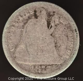 1875 Liberty Seated Dime; Legend Obverse