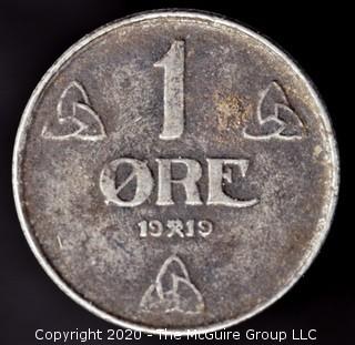 1919 Norway 1 Ore Iron Coin