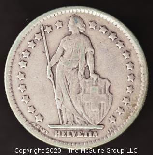 1921-B Swiss 1 Franc; Silver