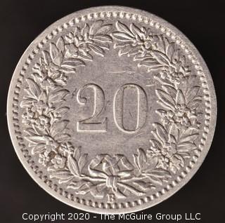 1885-B Swiss 20 Rappen