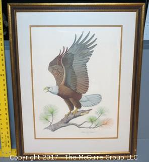 Framed hand engraving titled "The American Bald Eagle", signed Albert Earl Gilbert; 1976 (Outside Dimensions: 24 x 33")