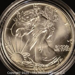 1988 American Eagle Silver Dollar; in presentation box