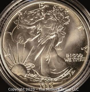 1988 American Eagle Silver Dollar; in presentation box