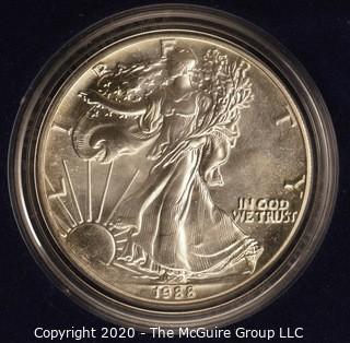 1988 American Eagle Silver Dollar; with presentation box 