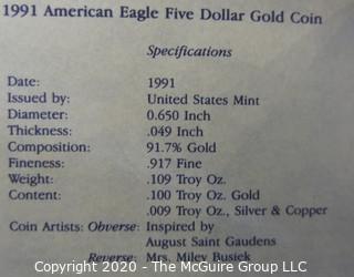 1991 American Eagle Silver Dollar; in presentation box