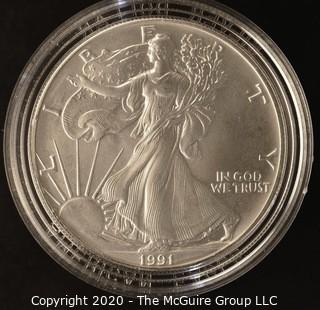 1991 American Eagle Silver Dollar; in presentation box