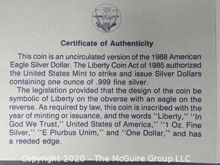 1991 American Eagle Silver Dollar; in presentation box