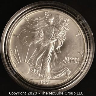 1991 American Eagle Silver Dollar; in presentation box