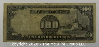 WW II Japanese Issued 100 Pesos Currency Note 