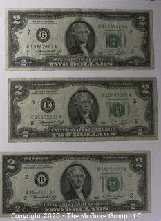 (1) 1963 Red Seal 2 Dollar Currency Note and (5) 1976 2 Dollar Currency Notes 