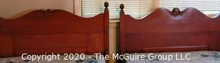 Pair of Twin Size Beds with Carved Angel Motif Headboards; each 48 x 81 x 22" mattress height from floor 