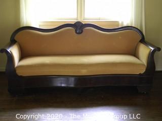 Antique Biedermeier Settee or Sofa with Salmon Pink Velvet Upholstery; 78"W x 36"T 