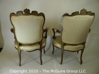 Pair of Victorian Open Armed Upholstered Chairs