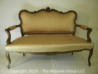 Victorian Open Armed Upholstered Love Seat; 54"W x 40"T