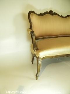 Victorian Open Armed Upholstered Love Seat; 54"W x 40"T