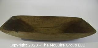 Long Antique Hand Hewn Primitive Bread or Dough Bowl; 12" x 25" x 4 1/2"T