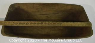 Long Antique Hand Hewn Primitive Bread or Dough Bowl; 12" x 25" x 4 1/2"T