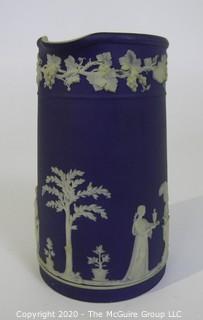 Antique Dark Blue Jasperware Wedgwood Chocolate Pot.