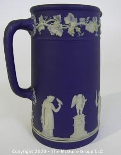 Antique Dark Blue Jasperware Wedgwood Chocolate Pot.