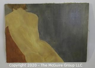 Large Unframed Oil on Canvas of Female.  Unsigned.  Measures approximately 20" x 28".