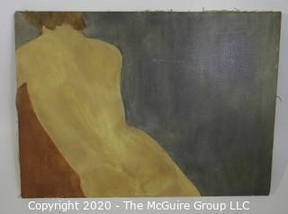 Large Unframed Oil on Canvas of Female.  Unsigned.  Measures approximately 20" x 28".