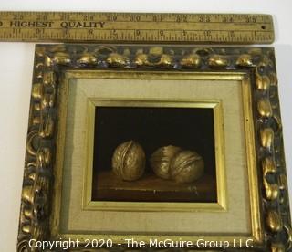 Ken Marlow - Walnuts, 1975. Oil on Board with Ornate Gilt Frame; signed by Artist; outside dimensions 8 1/2" x 9 1/2" 