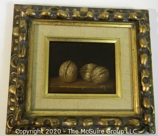 Ken Marlow - Walnuts, 1975. Oil on Board with Ornate Gilt Frame; signed by Artist; outside dimensions 8 1/2" x 9 1/2" 