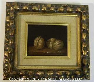 Ken Marlow - Walnuts, 1975. Oil on Board with Ornate Gilt Frame; signed by Artist; outside dimensions 8 1/2" x 9 1/2" 