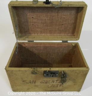 Vintage Keepsafe Case with Lock; marked San Quentin, Calif. ; 6 1/2" x 7 1/2" x 11 1/2"W