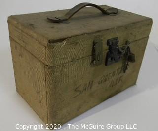 Vintage Keepsafe Case with Lock; marked San Quentin, Calif. ; 6 1/2" x 7 1/2" x 11 1/2"W