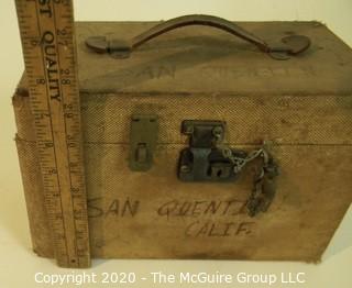 Vintage Keepsafe Case with Lock; marked San Quentin, Calif. ; 6 1/2" x 7 1/2" x 11 1/2"W