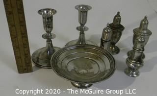 Mixed Lot of Sterling Silver. Includes Weighted Candle Sticks. 