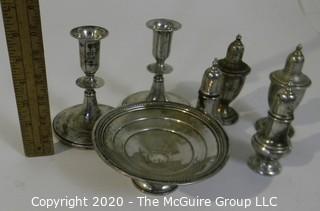 Mixed Lot of Sterling Silver. Includes Weighted Candle Sticks. 