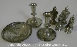 Mixed Lot of Sterling Silver. Includes Weighted Candle Sticks. 