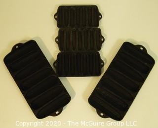 Five Heavy Cast Iron Corn Bread Molds