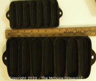 Five Heavy Cast Iron Corn Bread Molds