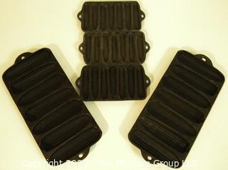 Five Heavy Cast Iron Corn Bread Molds