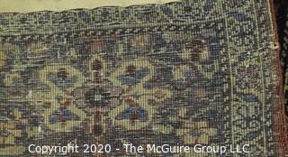 Hamadan Hand Knotted Wool with Central Cartouche in Floral Motif on Indigo Surrounded by Seven Border Guards. Measures approximately Measures approximately 49" x 78".