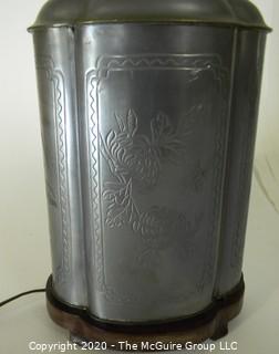 Pierced Tin Table Lamp with Shade. 