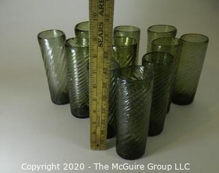 Set of Green Hand Blown Glass Tumblers