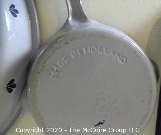 Four Heavy Cooking Pans and Casseroles.  Three Made of Cast Iron Enamel in Holland.