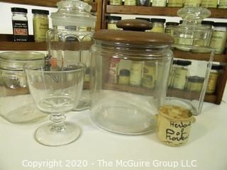 Collection of spices, spice racks and canisters