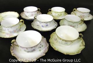 Collection of assorted tea cups and saucers; see hallmarks