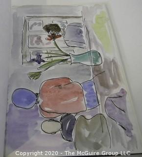 Artists Personal Sketch Book Full of Original Watercolors and Pen on Paper Drawers.  