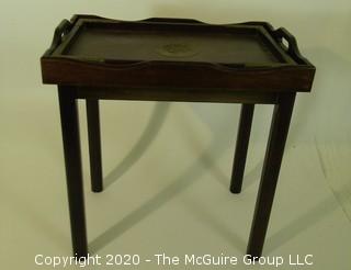 Wooden Tea Table with serving tray insert; 12" x 18" x 20"T 