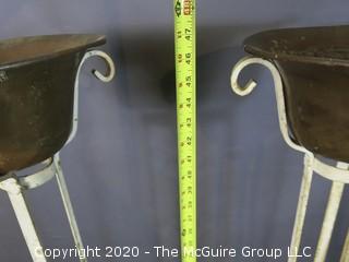 Pair of Metal Planters on tripod stands 