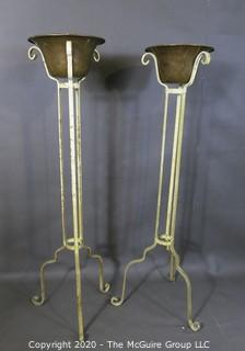 Pair of Metal Planters on tripod stands 